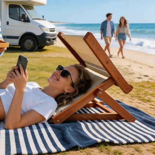 Portable Folding Sunshade for Wooden Chair Elastic Cushion & Headrest Ideal for Tanning Beach Pool Garden Lawn - Unisex Outdoor Sun Protection