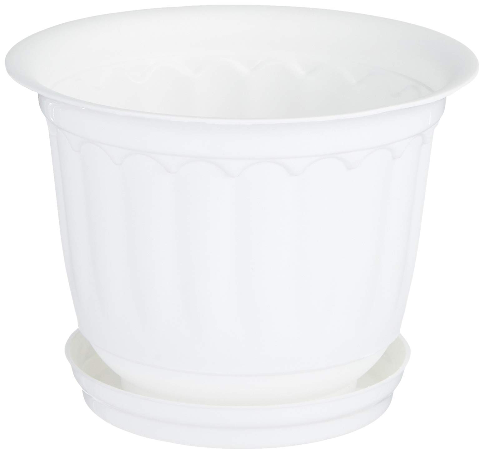 GARDENS NEED Virgin Plastic Jasmine 8" Pot with Drip Tray | Set of 4 Planter, (21cm x 21cm x 15cm, White) (B083HBTLBS) Amazon Price History, Amazon Price Tracker