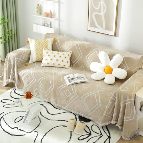 Extra groß Plaid Sofaüberwurf XXL Ecksofa Überwurf rutschfest Grand Plaid für XXL Sofa Chenille Sofabezug Überwurf Waschbar (#47,180x130cm)