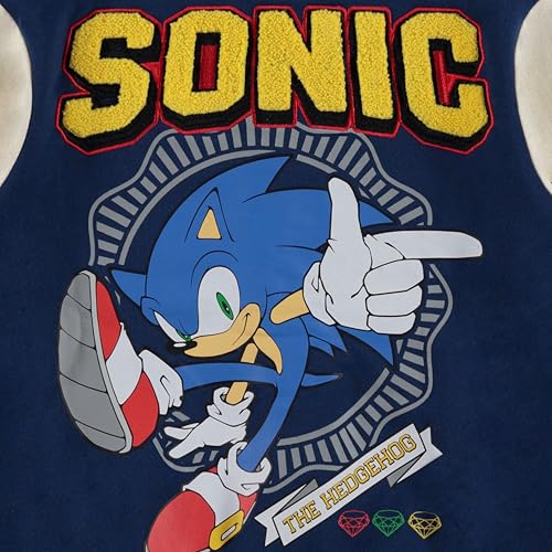 Image of SEGA Boys' Sonic The Hedgehog Varsity Jacket- Sonic, Tails, Shadow and Knuckles Little Boys Sizes 4-18
