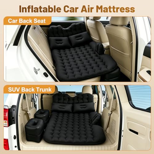 Image of Onirii Inflatable Car Air Mattress Bed with Back Seat Pump Portable Travel,Camping,Vacation,Sleeping Blow-Up Pad fits SUV,RV,Truck,Minivan /Compact Twin Size | Inflatable SUV Camping Sleeping Pad,Blow Up Backseat Car Mattress with Air Pump for Rear Seat