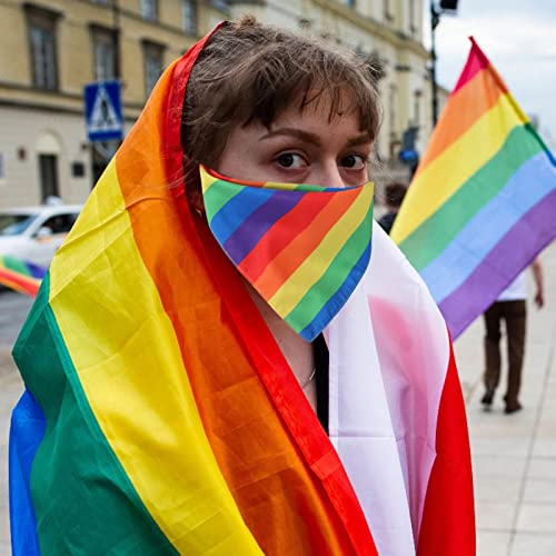 2 peças lenço de cabeça arco-íris | Bandeira colorida do arco-íris do orgulho impresso tecido fino d