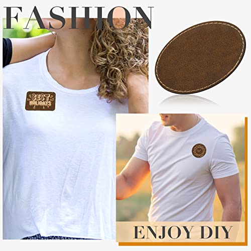 60 Pcs Blank Leatherette Hat Patches Rustic Laser Iron On Sewing Patches With Adhesive Leather Patches For Hats Clothes Repair, 3 X 2 Inches (Golden Brown) #TOP4
