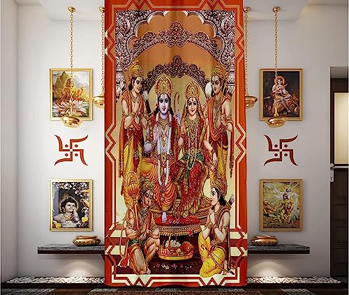 Image of Premium Shri Ram Darbar Parde for Mandir, Curtain for Pooja Room /Temple /Poojaghar, 4x9 feet Long Curtains Set of 1 Pc