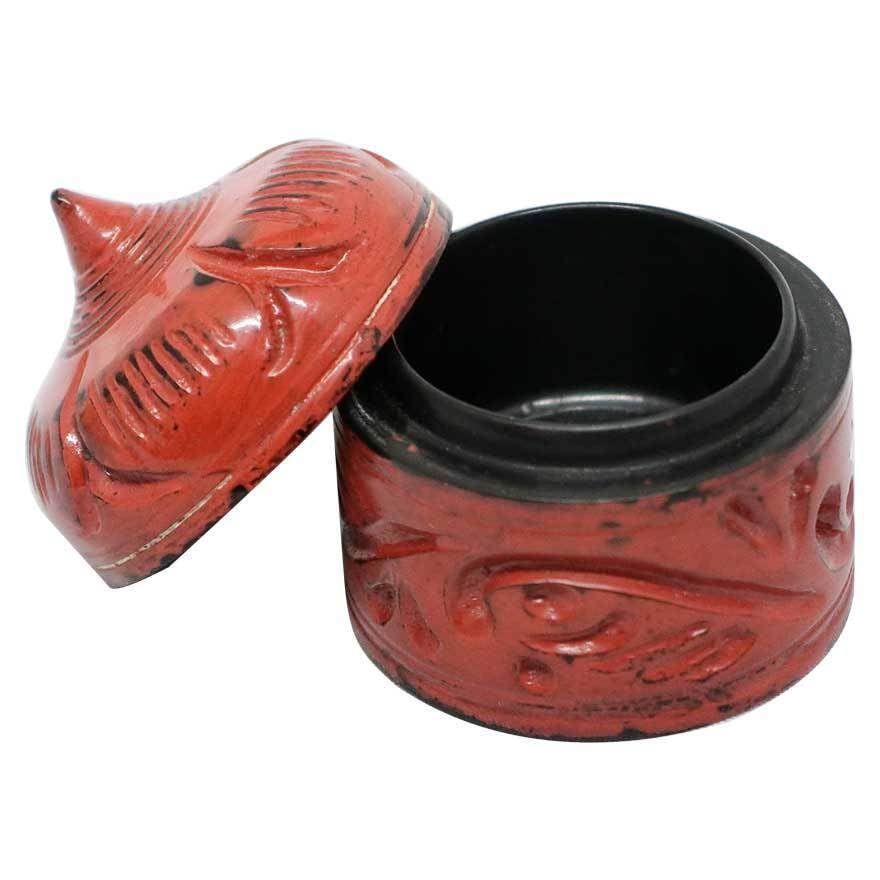 Amazon.co.jp: 根来塗島物香合塗師房外共箱茶道具y-234 303 : ホーム