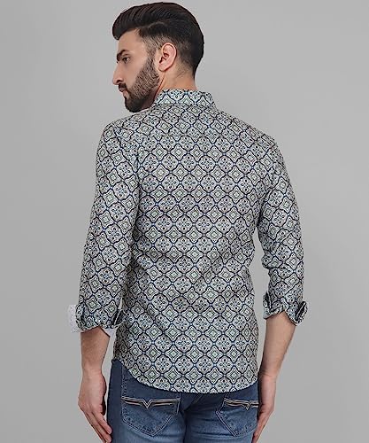 Image of TB Trybuy.in Retro Full Sleeve Casual Linen Printed Shirt for Men