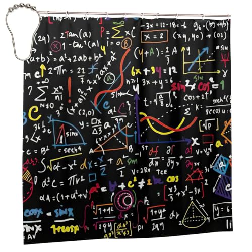 Rideau de douche mathématiques en polyester 183x183cm avec oeillets - 3