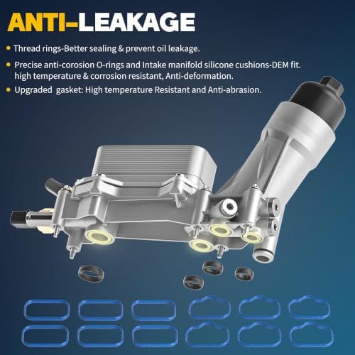 Upgraded Aluminum Engine Oil Filter Housing with Oil Cooler and Sensor for 2017-2018 Chrysler 300 Pacifica Dodge Charger Journey Challenger Durango Jeep Wrangler Cherokee Ram ProMaster 1500 V6 3.6L — 사진 6