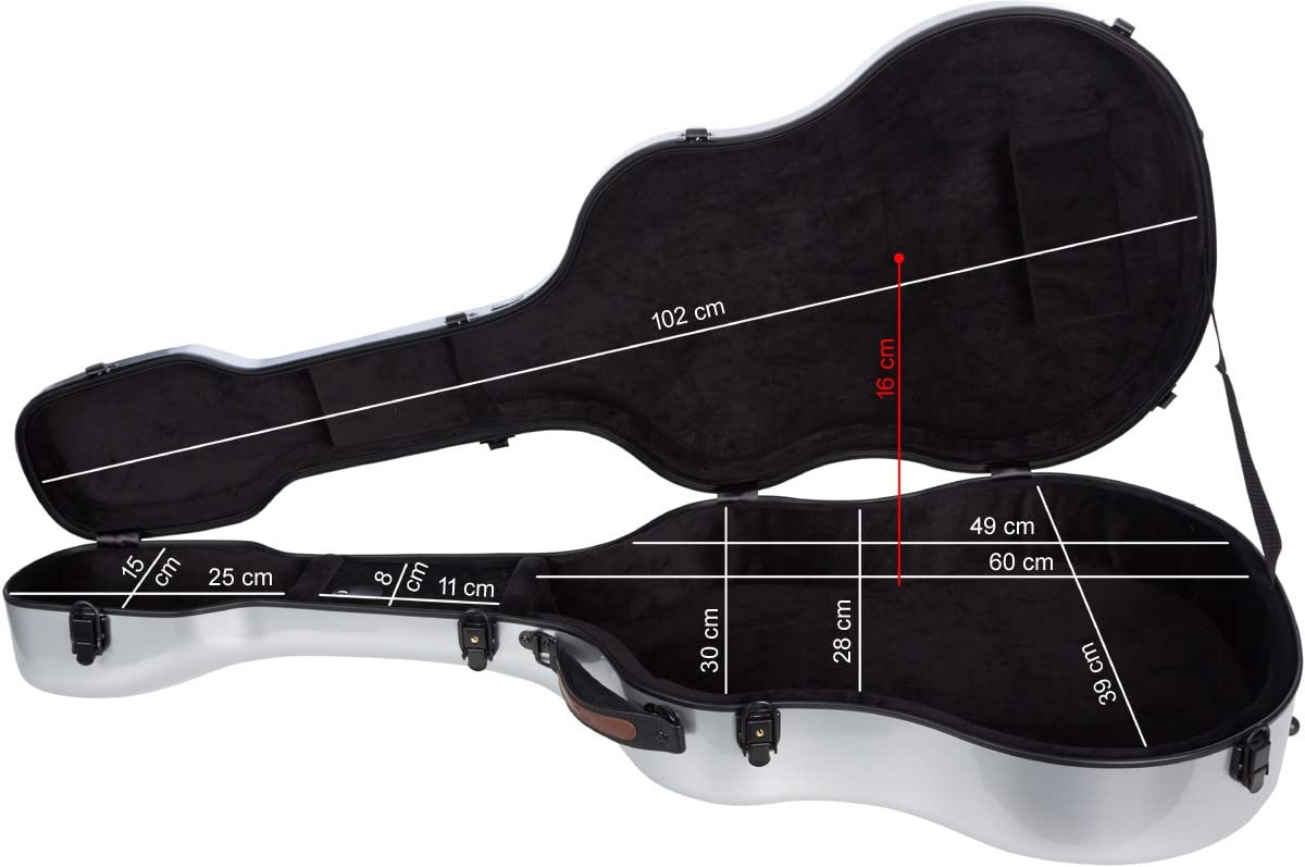 M-Case Façonné Etui pour Guitare Classique 39” - 4/4 Fiberglass Ultra Light Argent