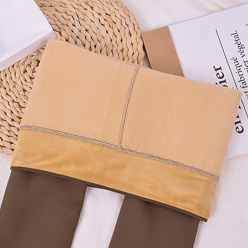 Image of OEAK Womens Fleece Lined Tights Fake Translucent Pantyhose Thermal Opaque High Waisted Winter Legging Footed Sheer Tights