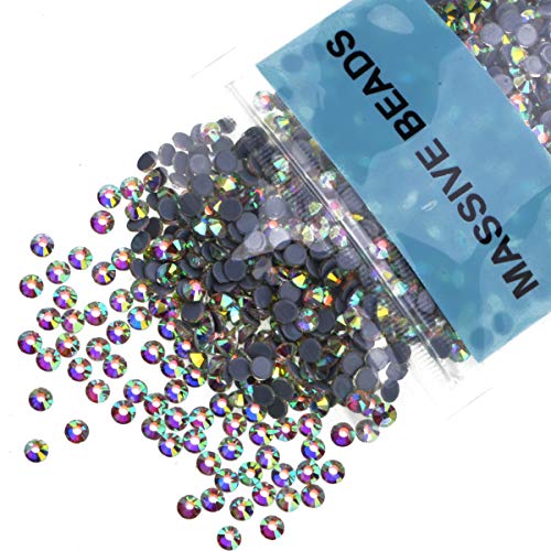 Image of 3000 Pieces Hot Fix Glass Flatback Rhinestones HotFix Round Crystal Gems (Crystal AB, SS10)