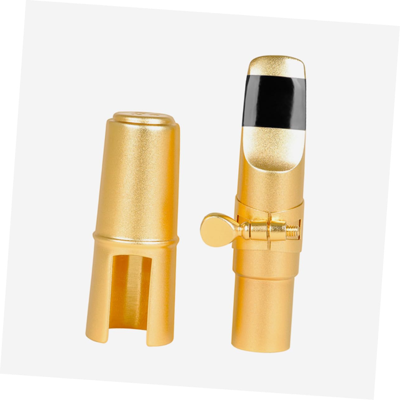 Set Bocchino per Sax Alto in Metallo, 1 Pezzo, Oro | Cappuccio Protettivo e Clip Inclusi, Custodia in Stoffa, per Musicisti Professionisti, Uso Ampio