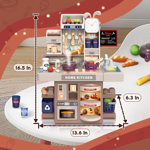 Image of Premium Kids Kitchen Playset (37 Pcs) Luxury Pretend Play Cooking Set with Realistic Sound & Lights, Stove, Sink with Running Water, Play Food & Accessories, Deluxe Toy Kitchen for Girls & Boys