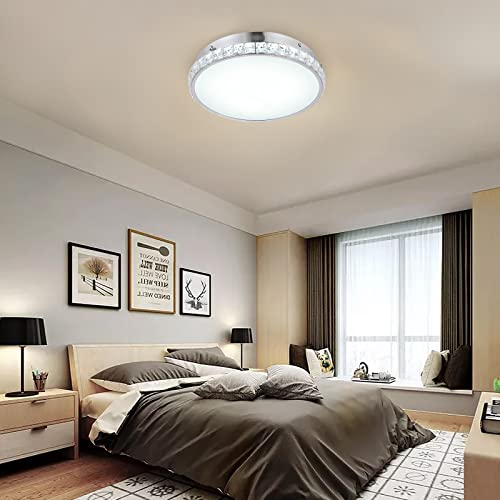 Cotulin Crystal Led Chrome Flush Mount Ceiling Light,Small Chandelier Ceiling Lighting Fixture For Bedroom Kitchen Bathroom Hallway Living Room,11 Inch Adjustable 3000K/4000K/6000K #TOP4