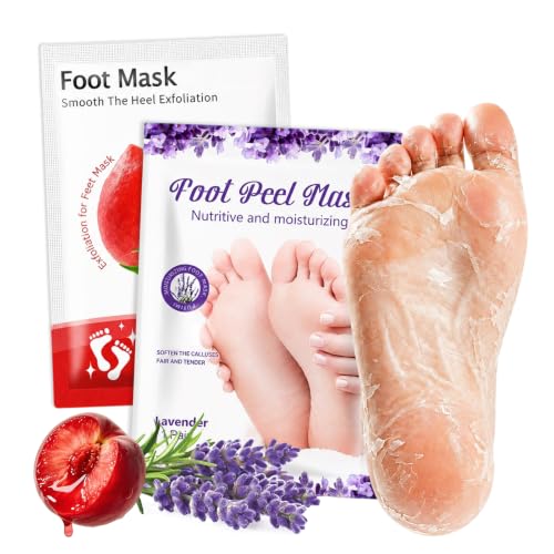 2 Pares Mascarilla Pies Exfoliante, melocotón + lavanda