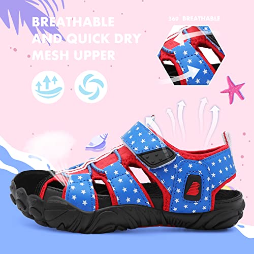 Boys Girls Water Shoes Quick Dry Closed-Toe Aquatic Sport Sandals Toddler/Little Kid Purple Big Kid Size 2 #TOP5