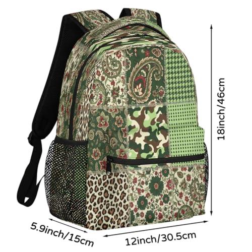 Mochila escolar para laptop de 15.6 pulgadas ligera y cómoda con camuflaje de cachemira 2