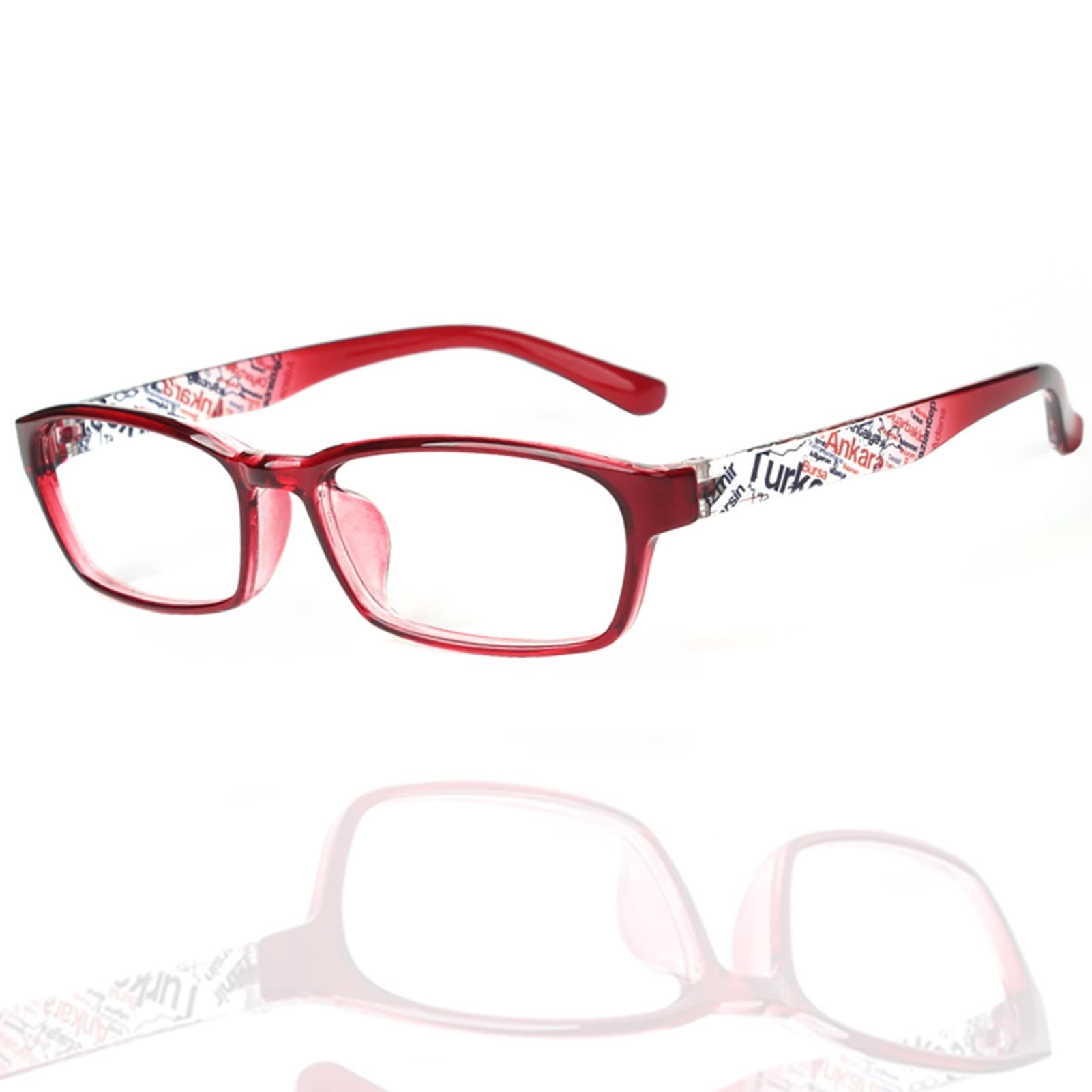 Anti Blue Light Okulary do Czytania, Okulary Komputerowe dla Kobiet, Prostokątne Pełna klatka (Color : Rouge, Size : 3.5)