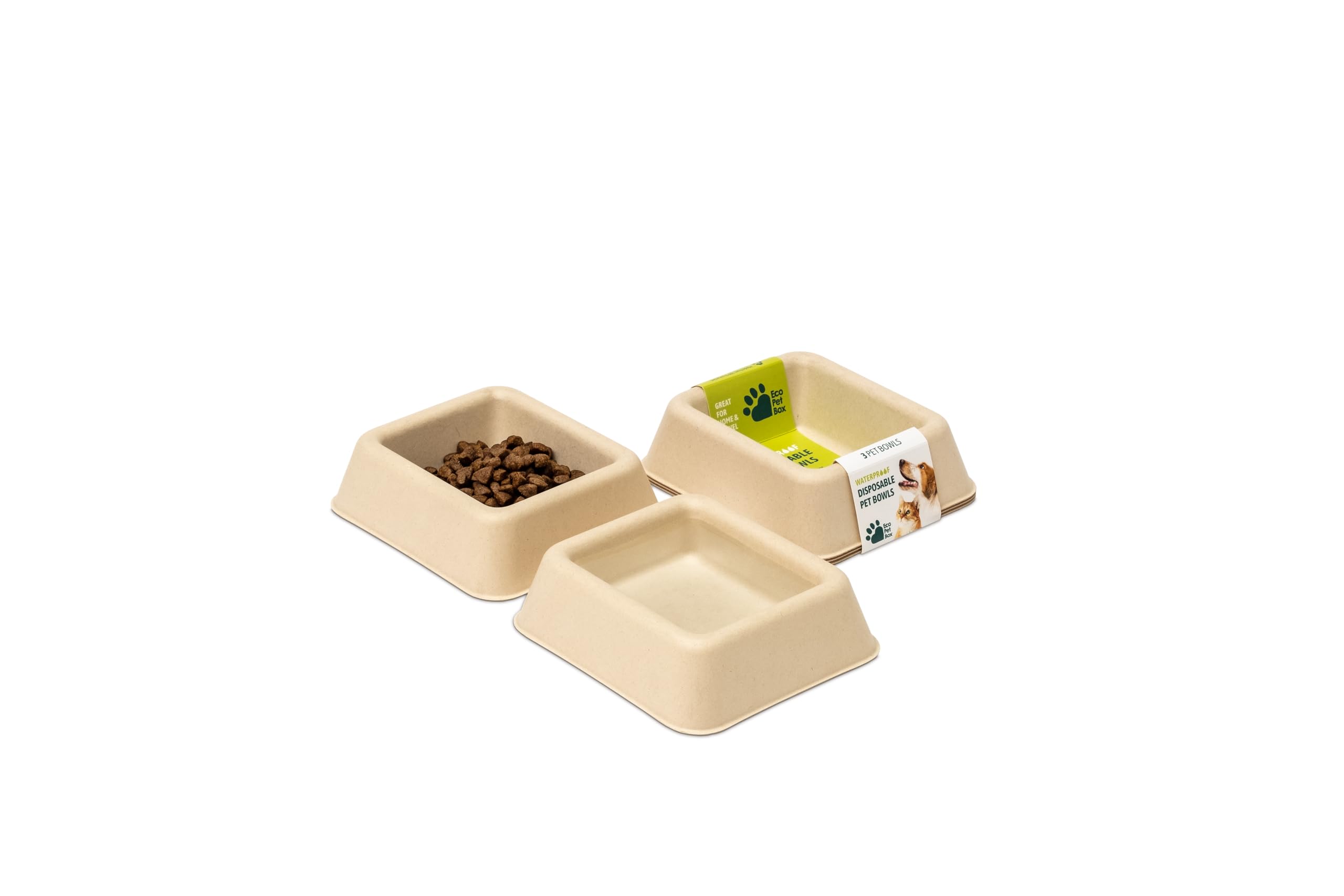 EcoPetBox Disposable Pet Bowl - Eco Friendly - Leak Free - Safe - Super Easy (9 Pack)