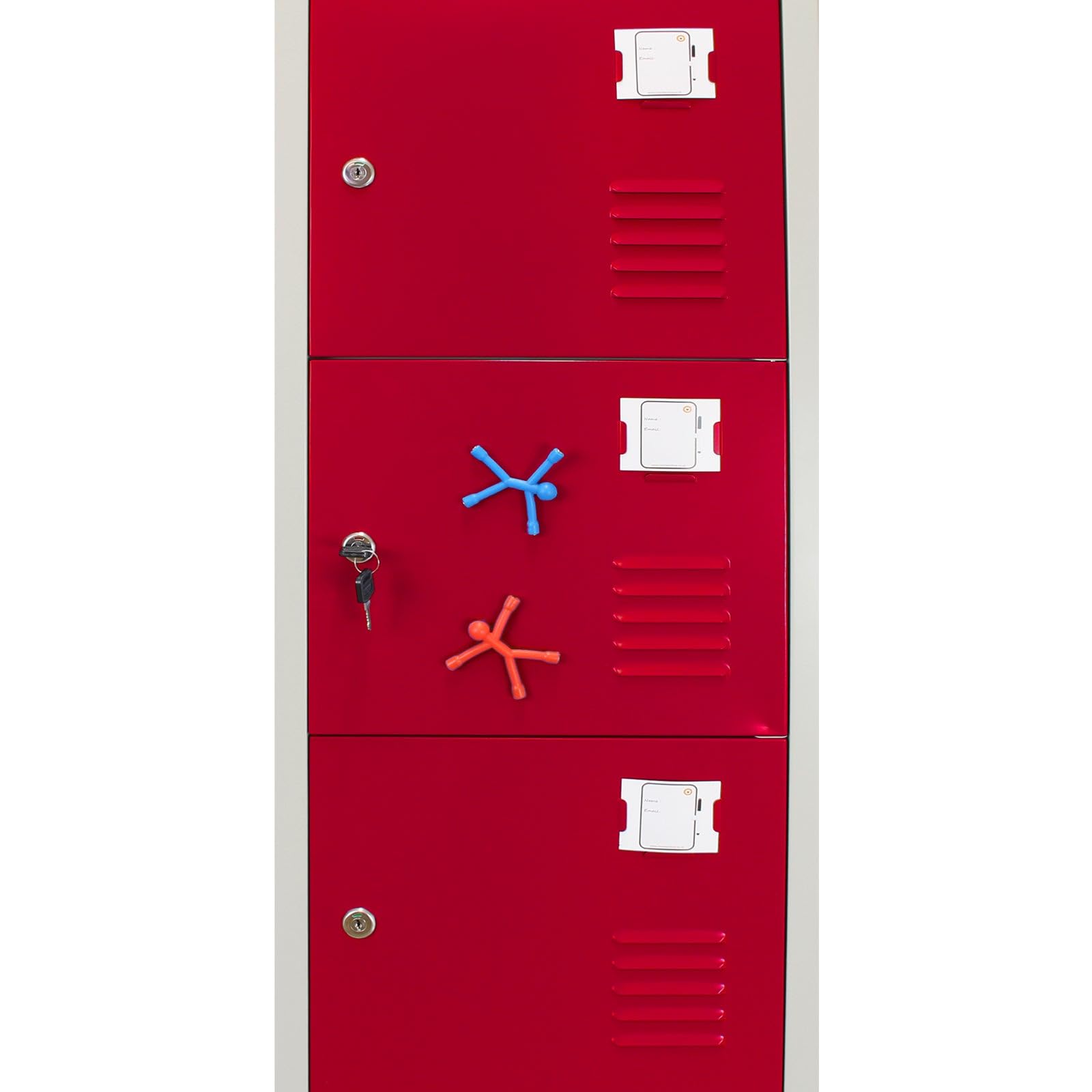 MonsterShop - Taquilla Metálica para Montar con 6 Puertas Rojas 45x38x180cm con Estantes llaves Imanes Portatarjetas Nombre Número Casillero Metalico Metal Locker Escuela Gimnasio Vestuario y Oficina