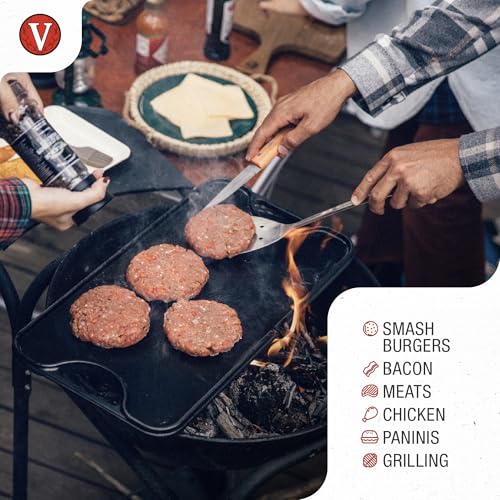 Image of Victoria Cast Iron Panini Press, Burger Press, Bacon Press, Grill Press, Seasoned with 100% Kosher Certified Non-GMO Flaxseed Oil, Model Number: GAD-025