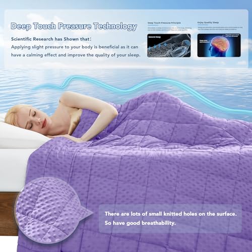 Topcee Weighted Blanket King Size (20lbs 80"x87"), Minky Dots Heavy Blanket for Woman, Man Sleeping, Soft, Cozy and Cooling Weighted Throw Blankets, Machine Washable, Purple