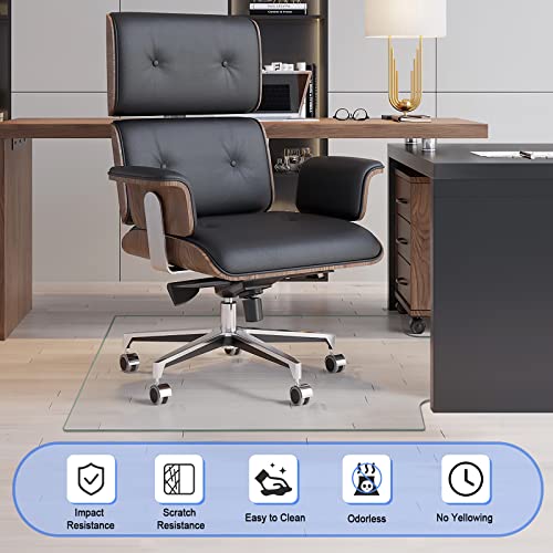 Neutype Glass Chair Mat Tempered Glass Office Chair Mat With Extended Lip For Carpet/Hardwood Floor Effortless Rolling Easy Clean Best For Home Or Office Floor (36" X 46" X 1/4", Transparent,With Lip) #TOP4