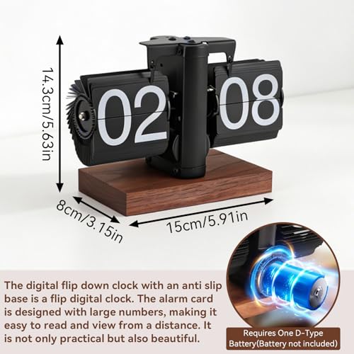 Retro-Flip-Uhr Digitale Klappuhr, Klappuhr, Vintage-Schreibtischuhr, Retro-Klappuhr, Batteriebetriebene Digitale Klappuhr Mit Interner Zahnradbetriebener Uhr, Klapp-Digitaluhr Mit Rutschfester Basis