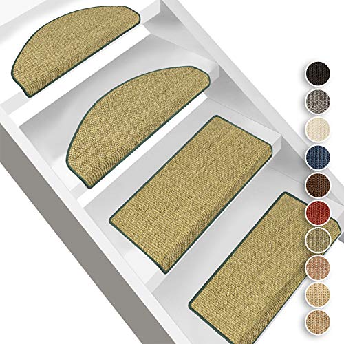 Floordirekt Pure Nature Sisal Stair Pads, Semi-Round or Rectangular Stair Pads in, Stair Rug Carpet Made of Natural, Robust Sisal Fibre (Hay, Semi-circular 65 x 23,5 cm)