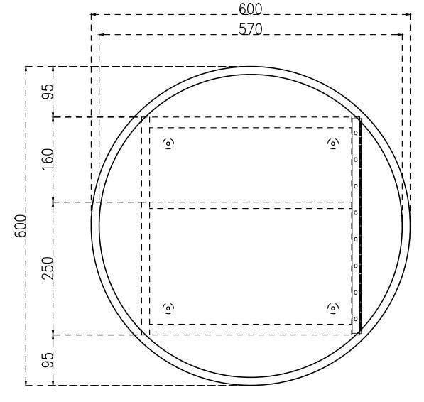 Artis® 600 x 600mm Bathroom Mirror Cabinet Storage Wall Mounted Cupboard Ready Assembled Unit Round Single Mirrored Door, Stainless Steel