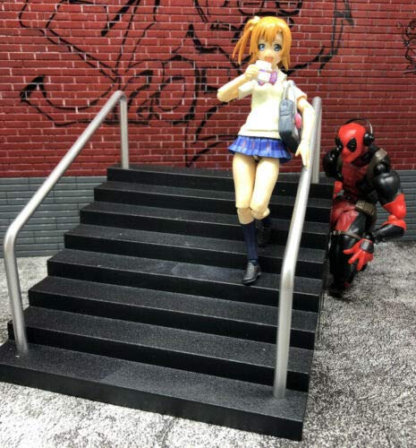 Figlot 1/12 Scale Black Stairs With Rail Diorama (Figure Not Included) #TOP3