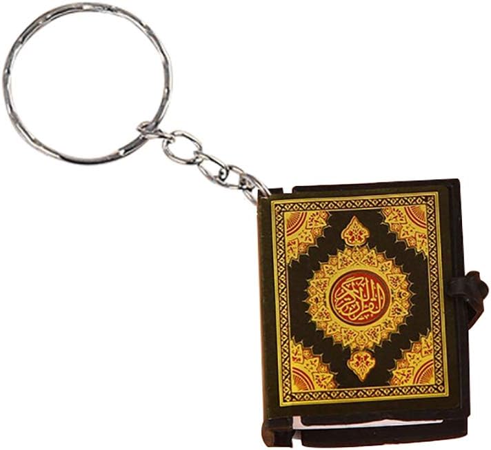 Aland Keychain,Unisex Mini Quran Arabic Pendant Keychain Bag Car Hanging Key Ring Birthday Gift Golden