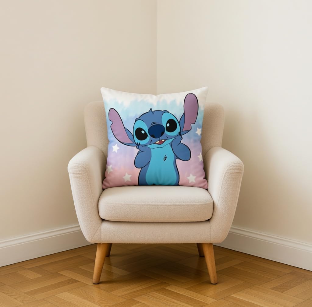Stitch Tie-Dye Housse de Couette 140x200 + Taie Polycoton Pastel | Parure de lit réversible 1 personne | Polycoton entretien facile | Disney Lilo & Stitch | Ado | Cadeau | Lavable en machine