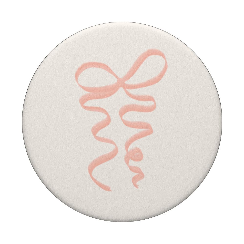 Coquette Peach Bow PopSockets Swappable PopGrip, Black - Image 3