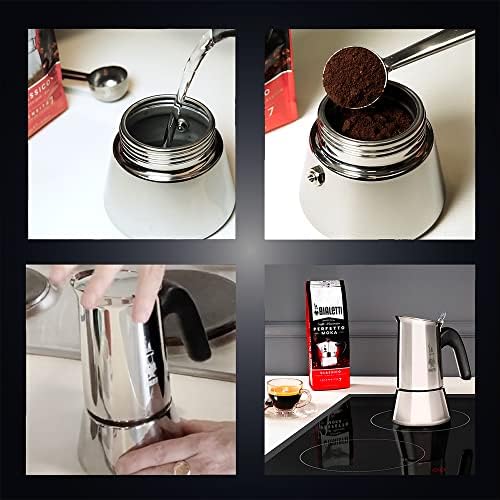 Bialetti - New Venus Induction, stainless steel hob espresso coffee maker, suitable for all heat sources, 6 cups, aluminum, silver