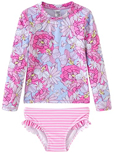Image of UMELOK Toddler and Little Girls Rash Guard Sets with Bikini Bottoms Swimwear