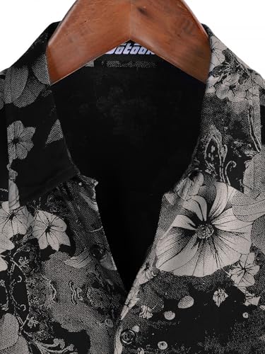 Image of JOTOOK Mens Hawaiian Shirt Short Sleeve Button Down Tropical Shirts Casual Floral Summer Beach Shirt