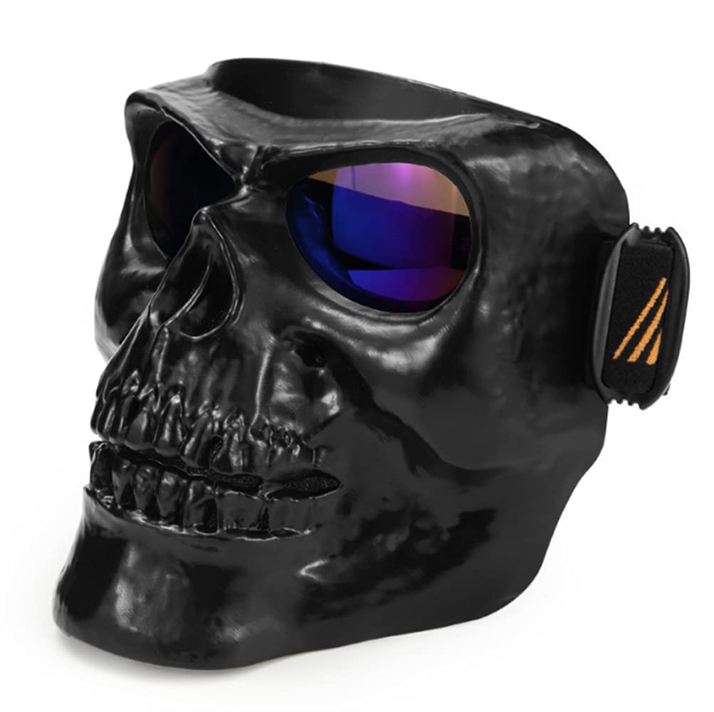 DEVIL SHACKLES Skull Motorcycle Helmets with Goggles Face Shield With Glasses Dustproof Riding Helmet Men Halloween Cosplay