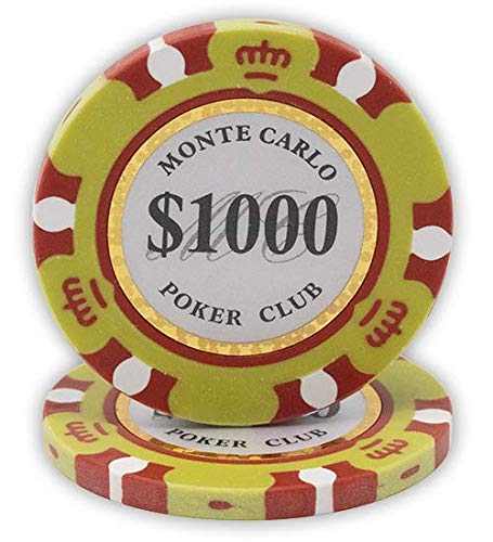DA VINCI 14 Gram Clay Monte Carlo Poker Club Premium Quality Poker Chips Pack of 50 Yellow Chips by DA VINCI - Used condition - US$11.30