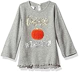 Mud Pie Baby Toddler Girls' Halloween Long Sleeve Tunic, Gray Pumpkin, LG/ 4T-5T
