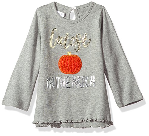 Mud Pie Baby Girls' Toddler Halloween Long Sleeve Tunic, Gray Pumpkin, LG/ 4T-5T