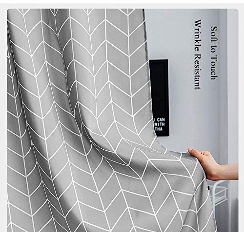 Aisaving Shower Curtain Polyester Fabric Bathroom Curtains Mould proof Water Resistant Shower Curtains with Plastic Curtain Rings and Heavy Weighted Hem, 180x180cm(Grey Stripe) - Image 6