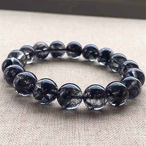 11Mm Certificate Natural Black Rutilated Quartz Crystal Clear Round Beads Women Men Bracelet Aaaaa #TOP1