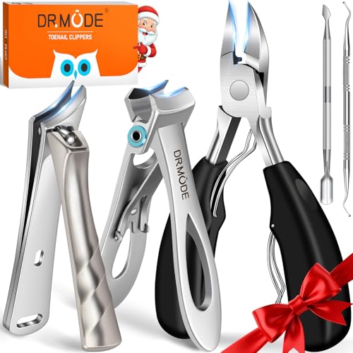 DRMODE Toenail Clippers for Seniors Thick Toenails, Large Toe Nail Clippers for Men Thick Nails with Wide Opening, Sharp Heavy Duty Ingrown Toenail Clippers Nail Cutter Long Handle with Slanted Blade