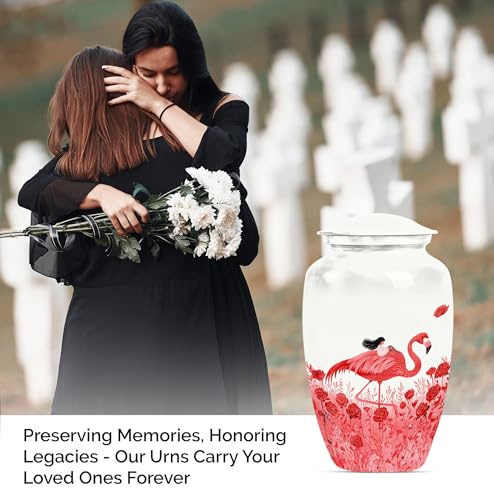 Image of Personalized Flamingo - Decorative Urns For Ashes - Burial Urns - 10 Inch - Large With Velvet Bag - Ash Urns For Human - Human Remain Urn - Cremation Urn For Ash - Memorial Urn For Mom & Dad
