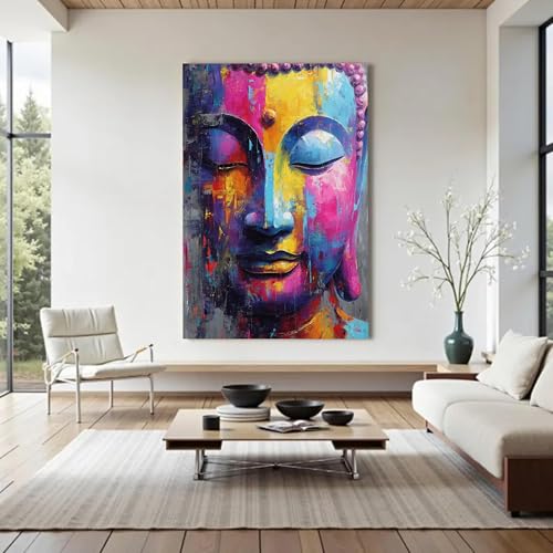 Tableau bouddha pour mur vide grand format 50x75 toile zen prête à poser