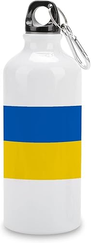 VEHFA Botella de agua deportiva de aluminio divertida de Ucrania con bandera de Ucrania aislada botella de agua deportiva con clip de mosquetón 20