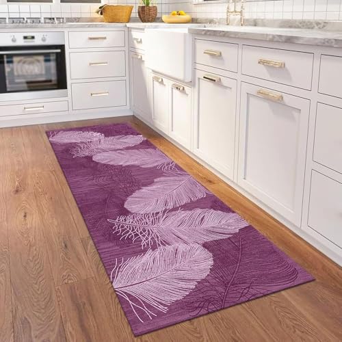 Tapis de couloir abstrait rose-violet design moderne 100x350 - 4