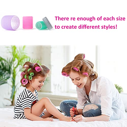 Self Grip Hair Rollers Set, Jumbo Size Hair Curlers, Salon Hair Dressing Curlers, Self Holding Rollers for DIY or Hair Salon Curlers for Hair Styling, 4 Sizes 24 Pack (Multicolor)
