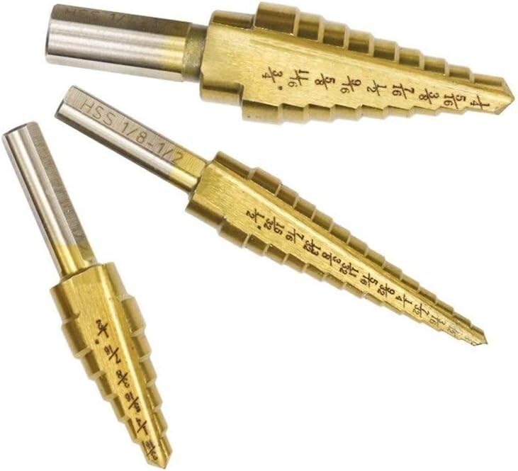 Wiertło stopniowe, wiertło stożkowe stopniowe HSS, wiertło stopniowe 1/8"-3/4" cala Wiertło stożkowe HSS z powłoką tytanową do drewna/metalu Wiertło do otworów Wiertło stopniowe (kolor: nr 4 1I4 3I4)